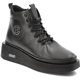 Czarne Botki Artiker Obuwie Damskie Na Koturnie