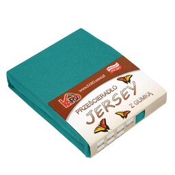 KARO Prześcieradło jersey z gumką 90x200 turkusowe ciemne
