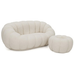 Fotel 2 osobowy z podnóżkiem CX2032 Pumpkin Bouclé