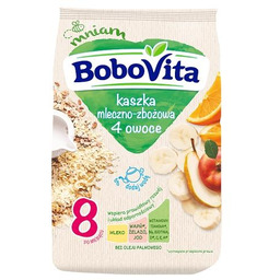 BoboVita Kaszka mleczno-zbożowa 4 owoce po 8 miesiącu,
