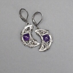Pakamera Kolczyki księżyce ametyst wire wrapping