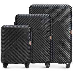 Zestaw walizek z polikarbonu w paseczki czarny