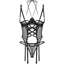 Dominna gorset i stringi otwarte L/XL Obsessive