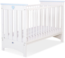 Drewniane łóżeczko dla niemowląt 120x60cm Lorenzo III biało-niebieskie,