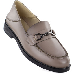 Skórzane półbuty damskie mokasyny beżowe Vinceza 18117