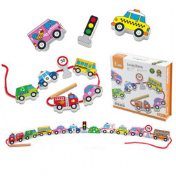 Viga Drewniana Przeplatanka Nawlekanka Sznurowanka Samochody Montessori