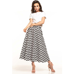 Długa Spódnica z Koła w Czarny Zygzag