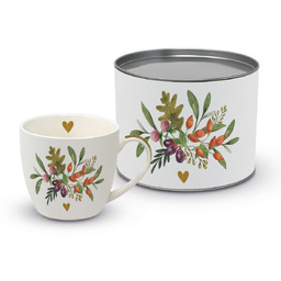 DUŻY KUBEK PORCELANOWY Leśne Zioła - w pojemniku