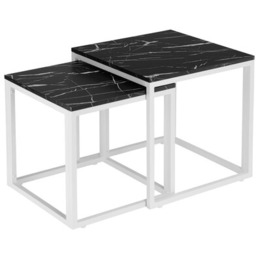 LOFTINSPIRED Zestaw stolików kawowych Praven Kwadratowy Czarny Marmur