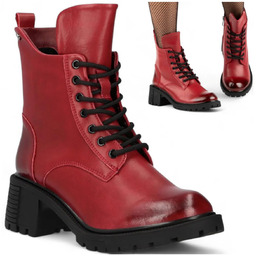 Botki Damskie SKÓRZANE FILIPPO Jesienne Glany na klocku