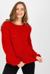 Och Bella Ciemnoczerwony fluffy sweter klasyczny z wełną
