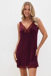 Bambusowa koszula nocna damska LISA XL Bordowy