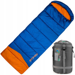 Śpiwór Turystyczny Kampingowy Z Kapturem Worek Kompresyjny 220x75