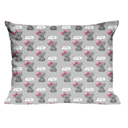 Extrapościel Poszewka bawełniana 40x60 556K misie szara różowa