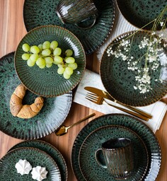 Lubiana Stoneware Ceramic Cosmos Zielony Serwis Obiadowy 18/6