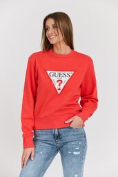 GUESS Czerwona damska bluza z dużym logo Original