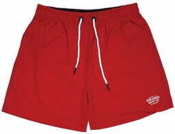 Spodenki Plażowe, Czerwone Luźne Męskie, Sportowe z Kieszonami,