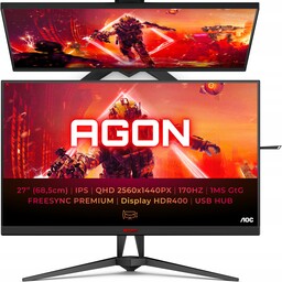 Monitor Gamingowy 27 Cali Aoc Agon Qhd Ips