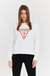 GUESS Biała damska bluza z dużym logo Original