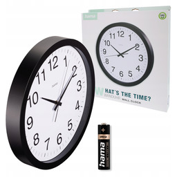 Zegar ścienny Hama Aruba czarny 40cm cichy sekundnik