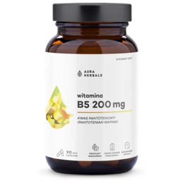 Witamina B5 200 mg, kwas pantotenowy, Aura Herbals,