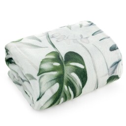 Eurofirany Koc narzuta 150x200 Ellen biały oliwkowy liście