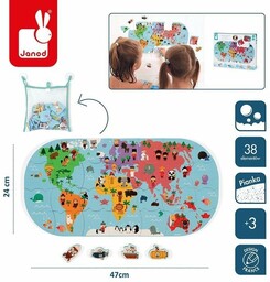 Puzzle do kąpieli Mapa świata 28 elementów 3+,