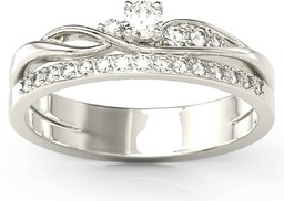 Pierścionek z białego złota z cyrkoniami Swarovski BP-77B-C