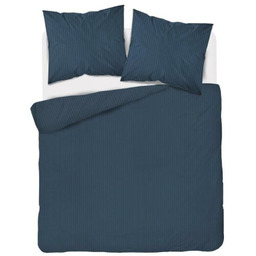Pościel adamaszkowa 160x200 denim granatowa jednobarwna paski 1