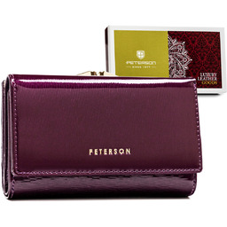 Elegancki portfel damski z lakierowanej skóry naturalnej ochrona