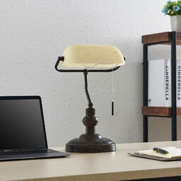 Lampa biurkowa Lindby Profina, 39 cm, rdzawy brąz,