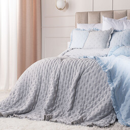 Markizeta Narzuta dekoracyjna z falbaną 200x220 001 szara