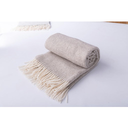 Matex Koc wełniany 140x200 Maori beżowy z frędzlami