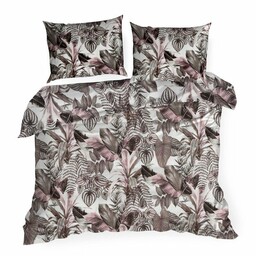 Eurofirany Pościel bawełniana 160x200 Davos liście fioletowa BAW25
