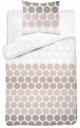 Pościel satynowa 140x200 Beżowe groszki na bieli minimalistyczny