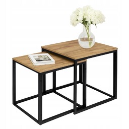 Stolik Kawowy Kwadratowy 50X50 CM 2w1 Loft Podwójny