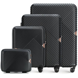 Komplet walizek z polikarbonu w paseczki czarny