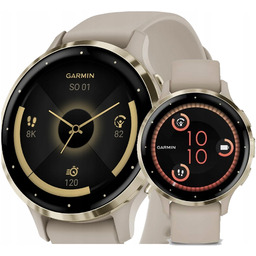 Garmin Venu 3S Kremowo-złoty Szary silikonowy pasek (010-02785-02)