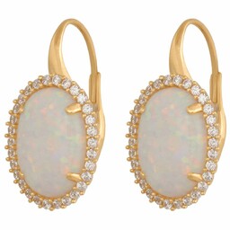 Złote kolczyki 585 z naturalnym kamieniem Opal
