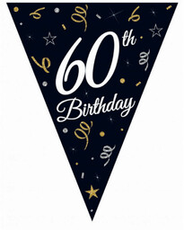 Baner flagi czarny z napisem 60th Birthday -
