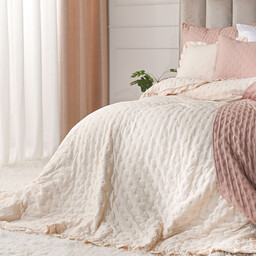 Markizeta Narzuta dekoracyjna z falbaną 200x220 112 beżowa