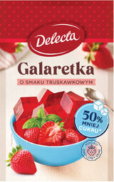 Delecta Galaretka, 50% mniej cukru, smak truskawkowy, 39