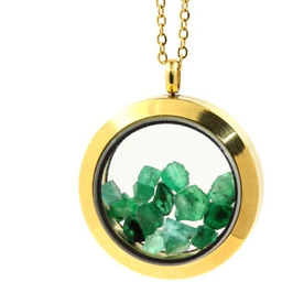 Naszyjnik z surowego szmaragdu - ABIJOUX - Medalion