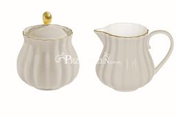 PORCELANOWA CUKIERNICA I MLECZNIK - Royale GREY GOLD