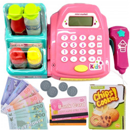 Kasa Sklepowa z Półką Akcesoriami Różowa