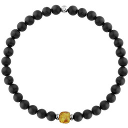 Bransoletka męska z kosteczką z bursztynu i czarnym