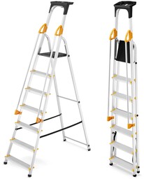 Drabina aluminiowa jednostronna 7 stopniowa z półką