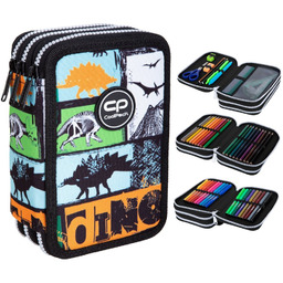 Piórnik szkolny z wyposażeniem Jurassic Dino