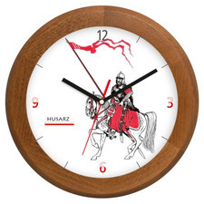 Zegar drewniany rondo polski husarz