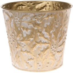 Metalowa osłonka na doniczkę Gold branche, 15 x